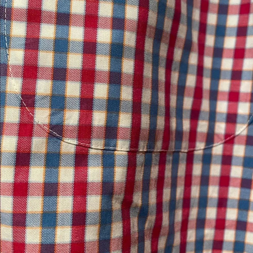 Peter Millar Red and White Plaid Shirt